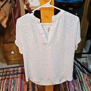 Liz Claiborne Lauren Conrad White Polka Dot Women's Top